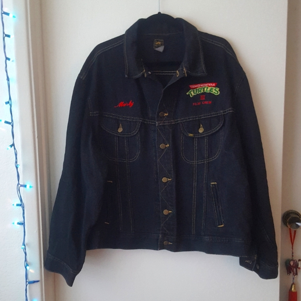 🌙RARE! VTG TMNT Film Crew Denim Embroidered Jacket - Picture 2 of 14